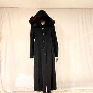 Searle cashmere blend Hooded fur long peacoat
